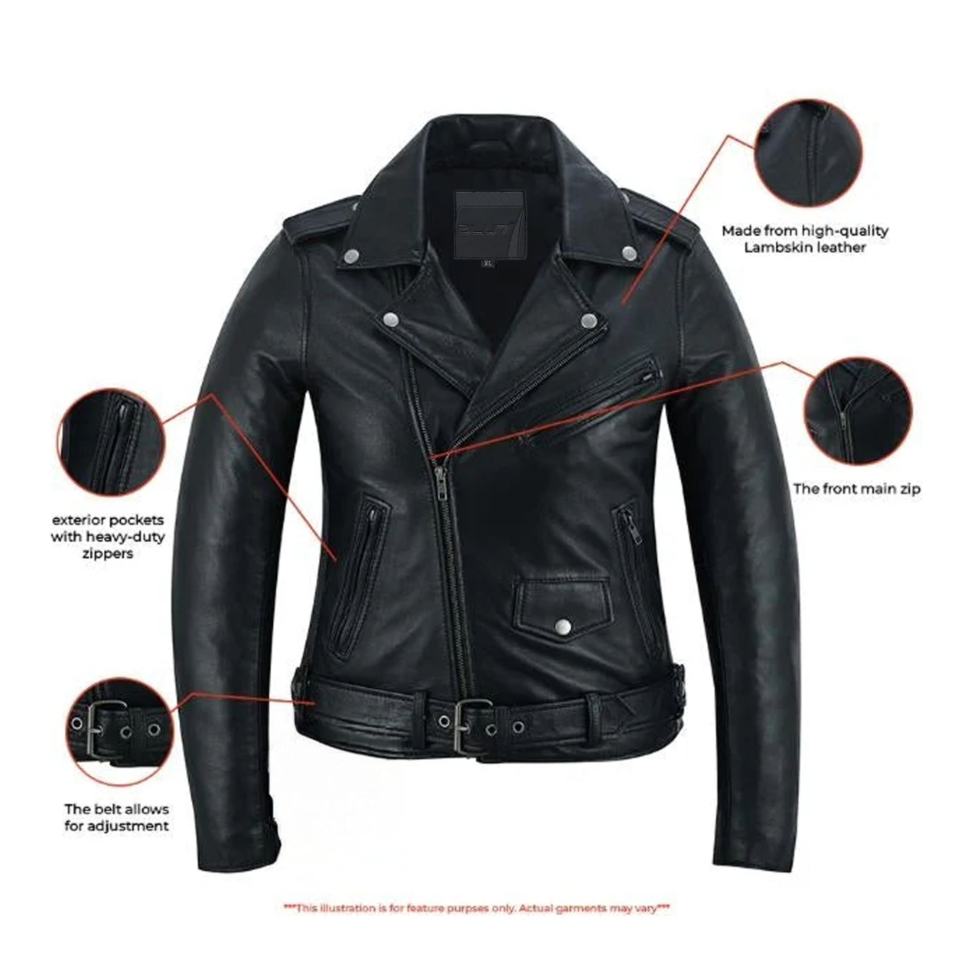 Shethorn Women's Black Leather Jacket