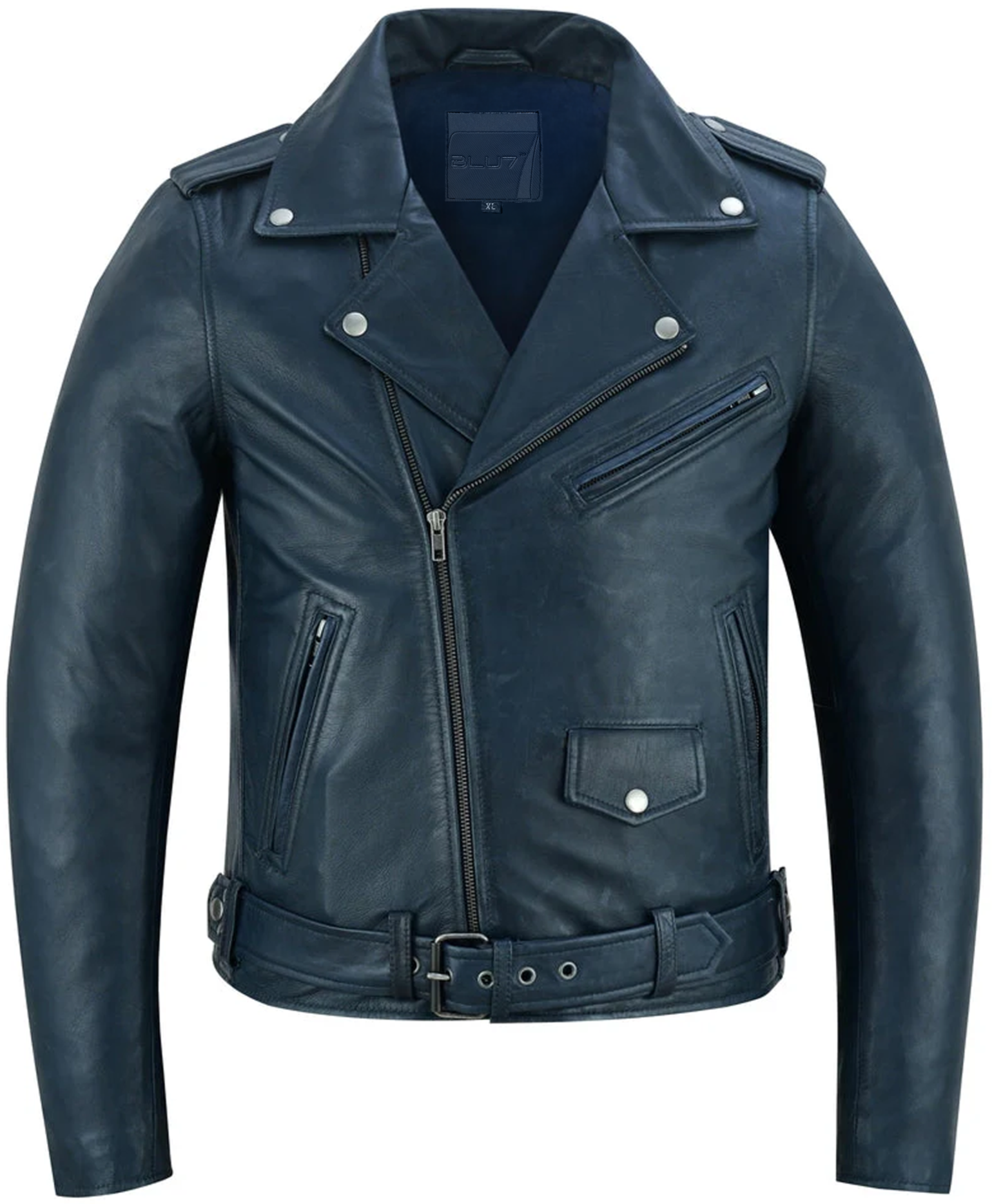 Beltide Women’s Navy Blue Leather Jacket
