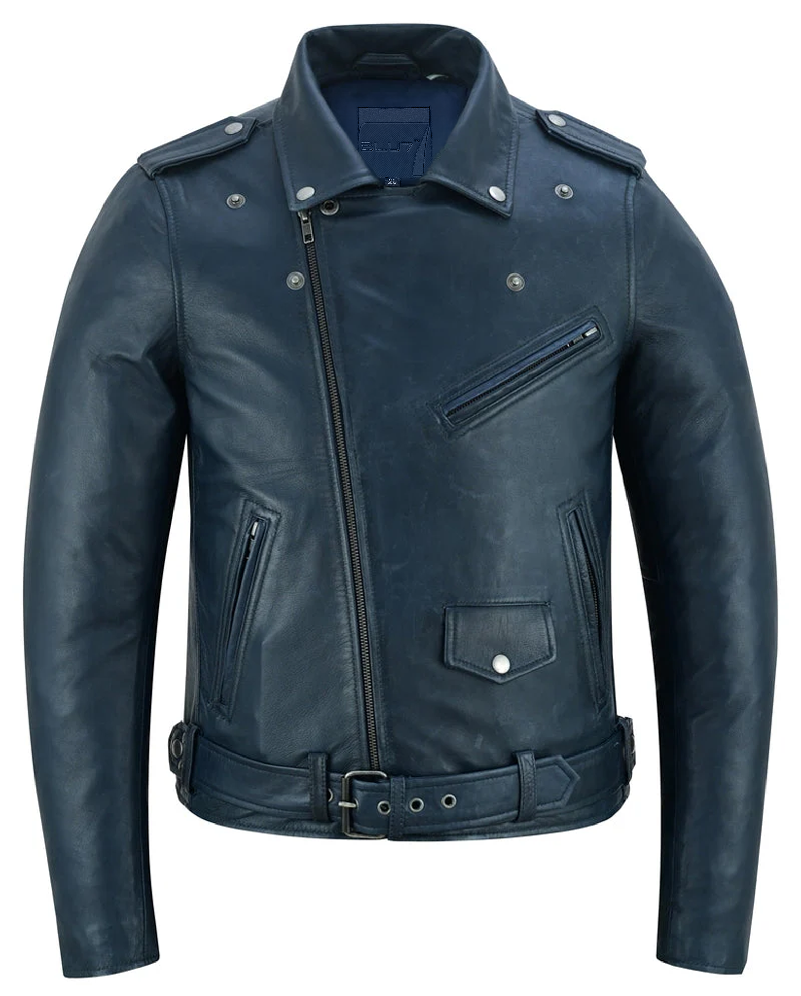 Beltide Women’s Navy Blue Leather Jacket