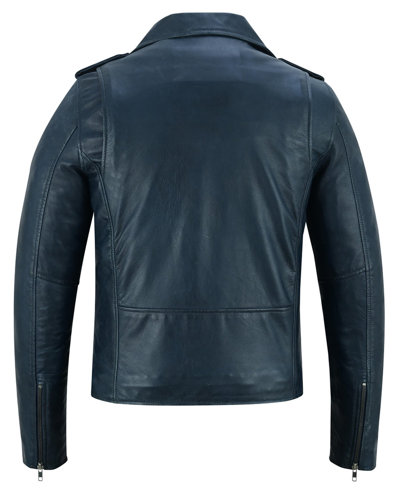 Moonlight Women's Navy Blue Fashion Leather Jacket-Womens Leather Motorcycle Jackets-Daniel Smart Mfg - Retail
